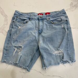 Ring of Fire Men’s Dark Blue Cotton Blend Torn Denim Shorts Size 36